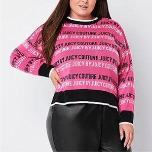 Juicy Couture Pink and Black Crew Neck Sweater